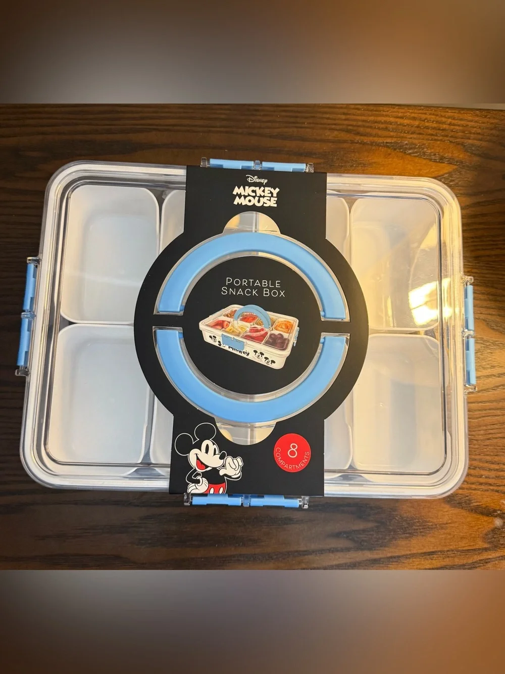 Disney Mickey Mouse Light Blue Portable Snack Box with 8 Compartments